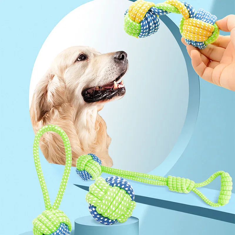 Pet Dog Puppy Double Knot Chew Rope Knot Toys Clean Teeth Durable Braided Bone Rope Pet Molar Toy Pet Supplies