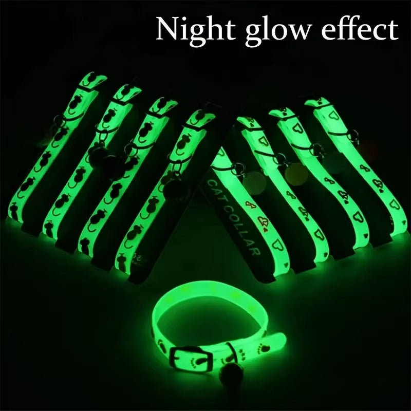 Glow in the Dark Reflective Pet Collar with Bell for Small Dogs and Cats -Keep Your Pet Safe and Visible at Night